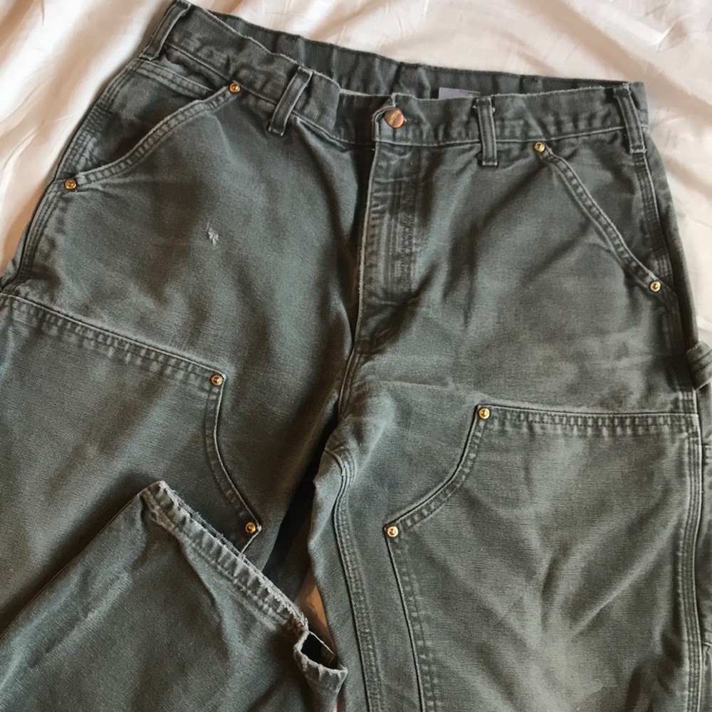 Distressed Olive Carhartt Carpenter Pants